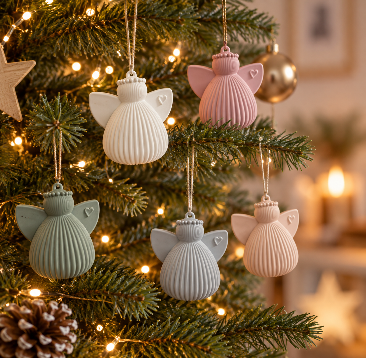 Engel-Anhänger mit Herz – liebevoller Weihnachtsbaumschmuck